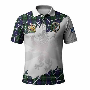 Forbes Tartan Polo Shirt with Family Crest and Lion Rampant Grunge Style