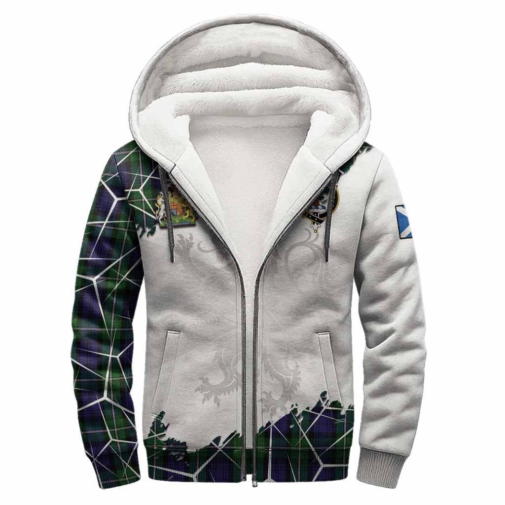 Forbes Tartan Sherpa Hoodie with Family Crest and Lion Rampant Grunge Style