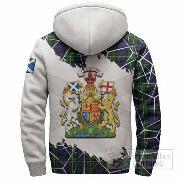 Forbes Tartan Sherpa Hoodie with Family Crest and Lion Rampant Grunge Style