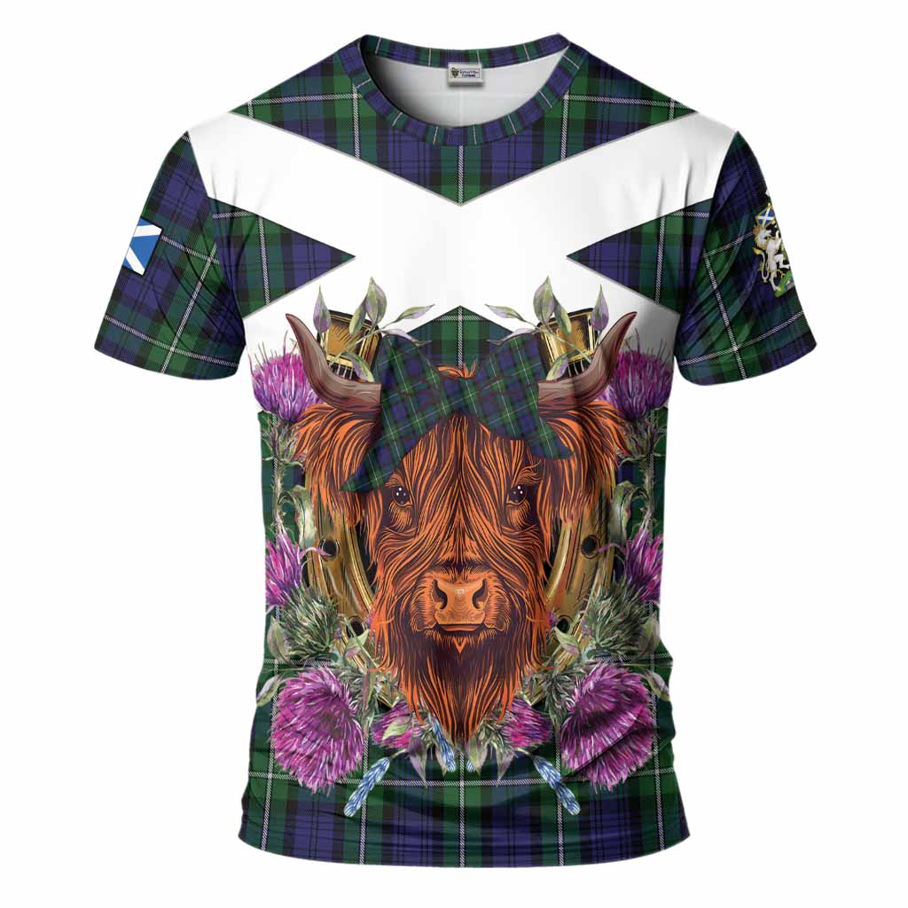 Forbes Tartan T-Shirt Scottish Thistle Heilan Coo