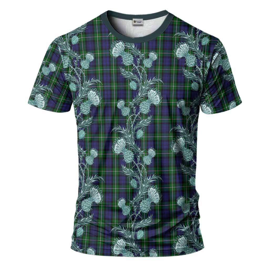 Forbes Tartan T-Shirt Seamless Scottish Thistle Flowers