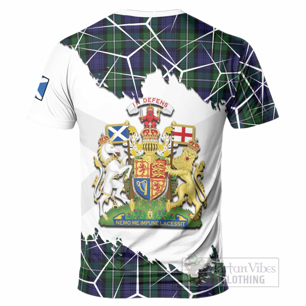 Forbes Tartan T-Shirt with Family Crest and Lion Rampant Grunge Style