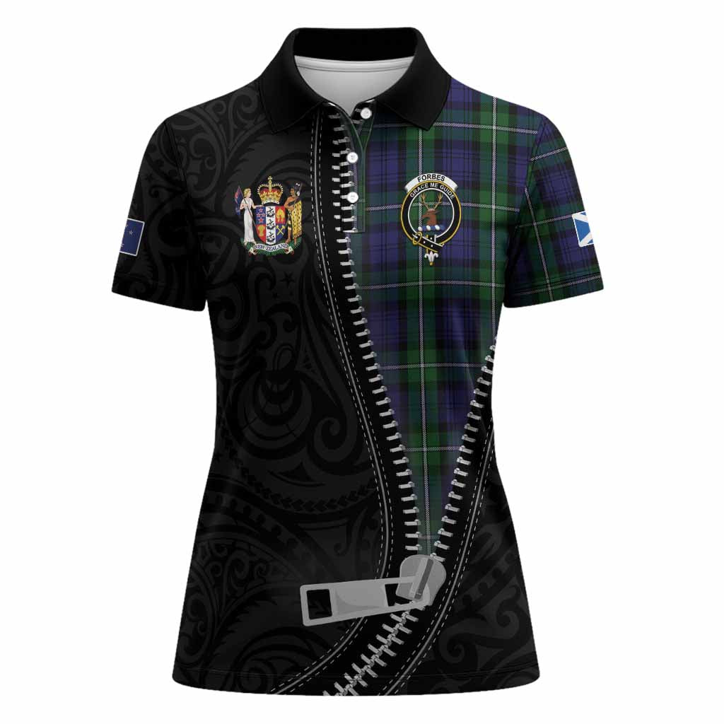 Forbes Tartan Women Polo Shirt New Zealand Pattern Unique Zipper Stylized
