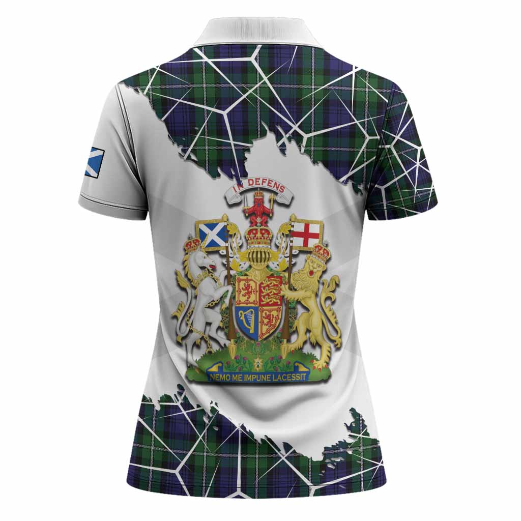 Forbes Tartan Women Polo Shirt with Family Crest and Lion Rampant Grunge Style