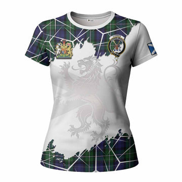 Forbes Tartan Women T shirt with Family Crest and Lion Rampant Grunge Style