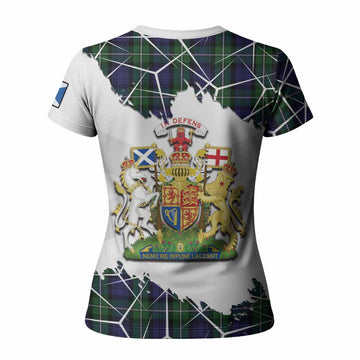 Forbes Tartan Women T shirt with Family Crest and Lion Rampant Grunge Style