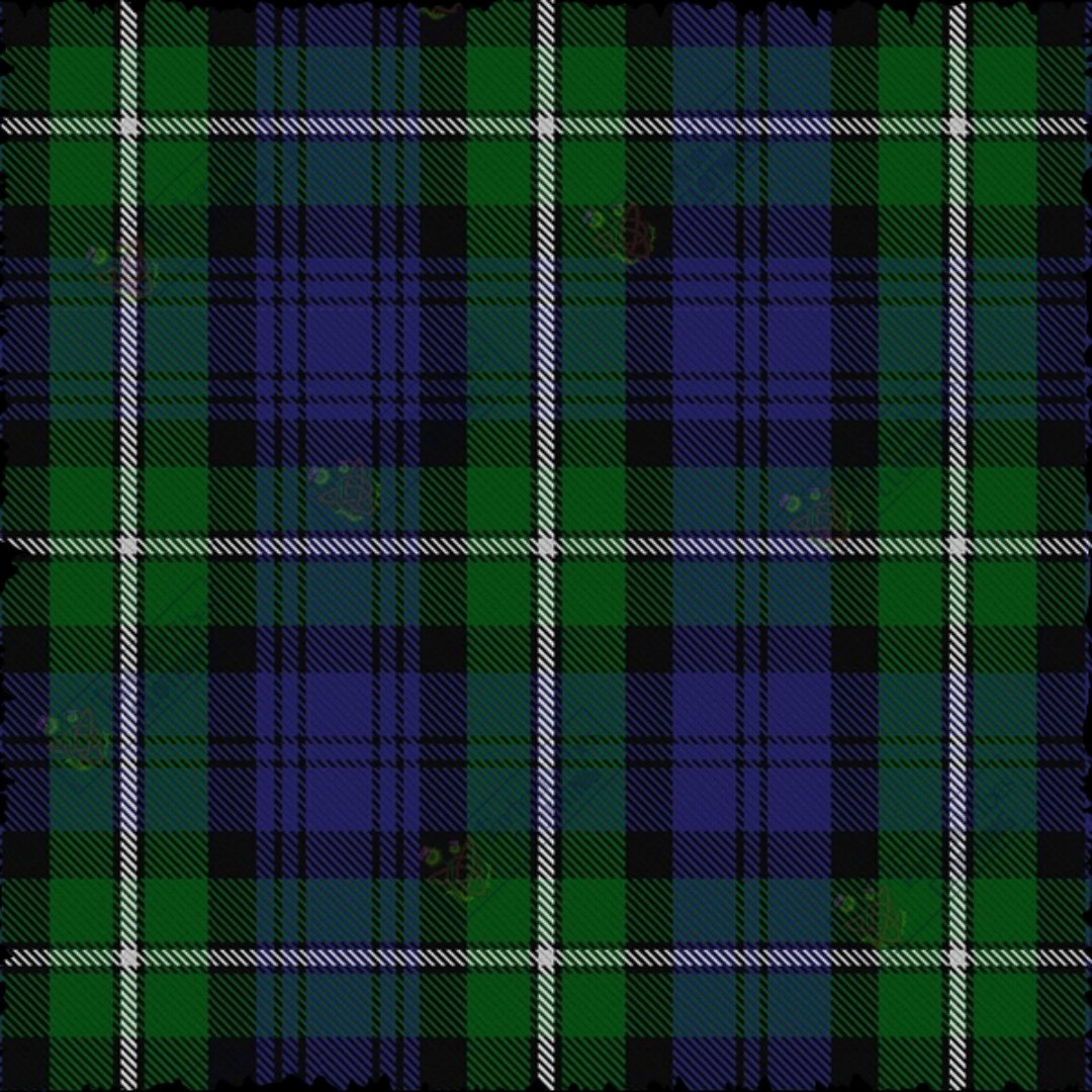 Clan Forbes tartan pattern in green and navy blue