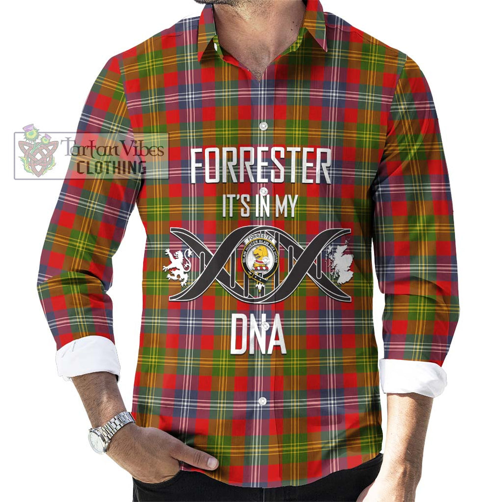 Forrester (Foster) Tartan Long Sleeve Button Shirt with Family Crest DNA In Me Style Men's Shirt S - Tartanvibesclothing Shop