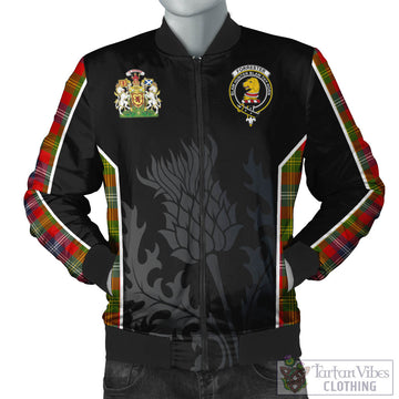 Forrester Modern Tartan Bomber Jacket with Family Crest and Scottish Thistle Vibes Sport Style