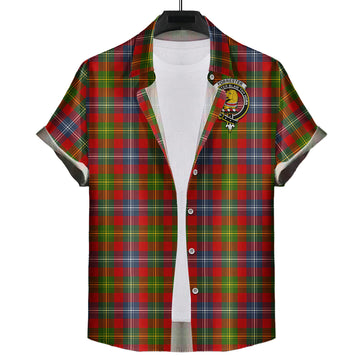 Forrester Modern Tartan Short Sleeve Button Down Shirt with Family Crest