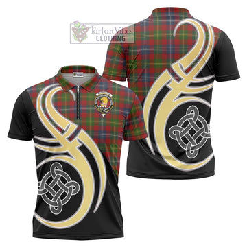 Forrester (Foster) Tartan Zipper Polo Shirt with Family Crest and Celtic Symbol Style Unisex - Tartan Vibes Clothing