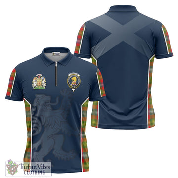 Forrester Modern Tartan Zipper Polo Shirt with Family Crest and Lion Rampant Vibes Sport Style