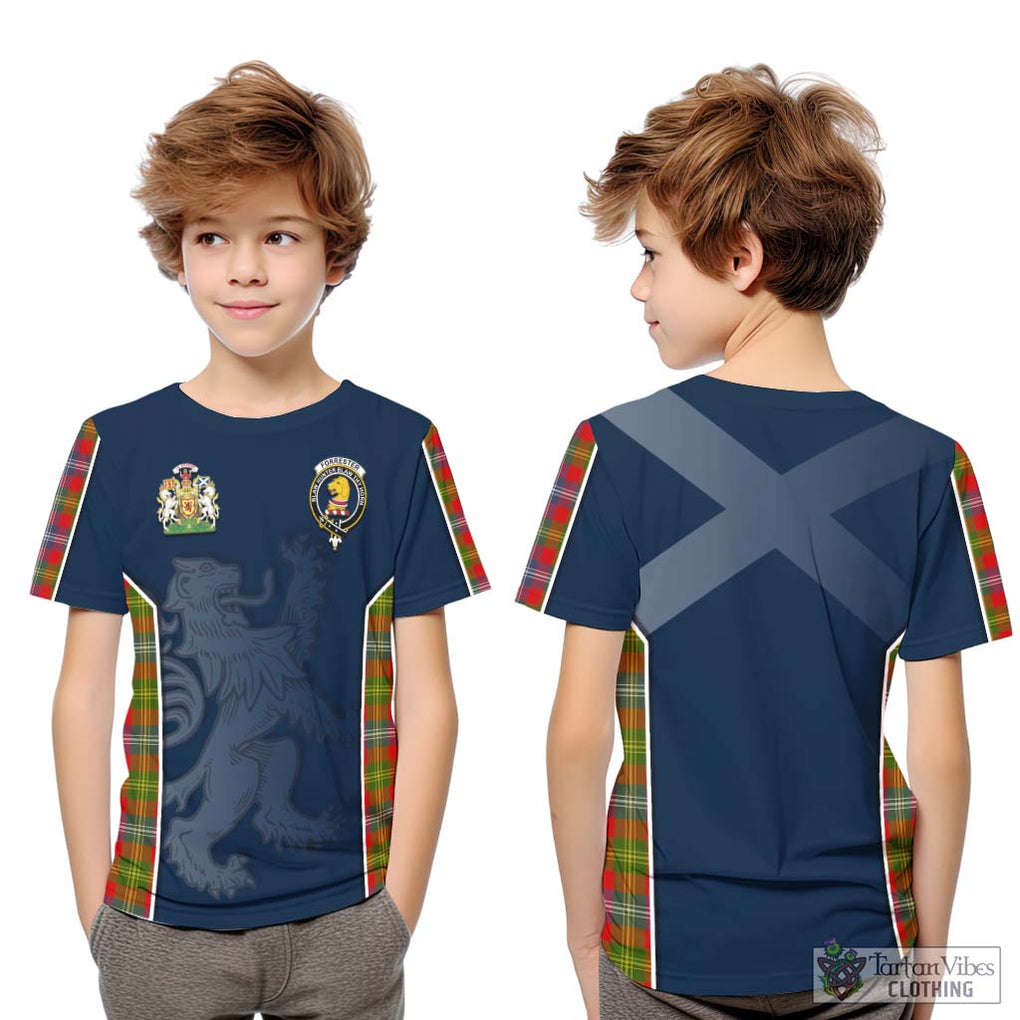Forrester (Foster) Tartan Kid T-Shirt with Family Crest and Lion Rampant Vibes Sport Style Youth XL Size14 - Tartan Vibes Clothing