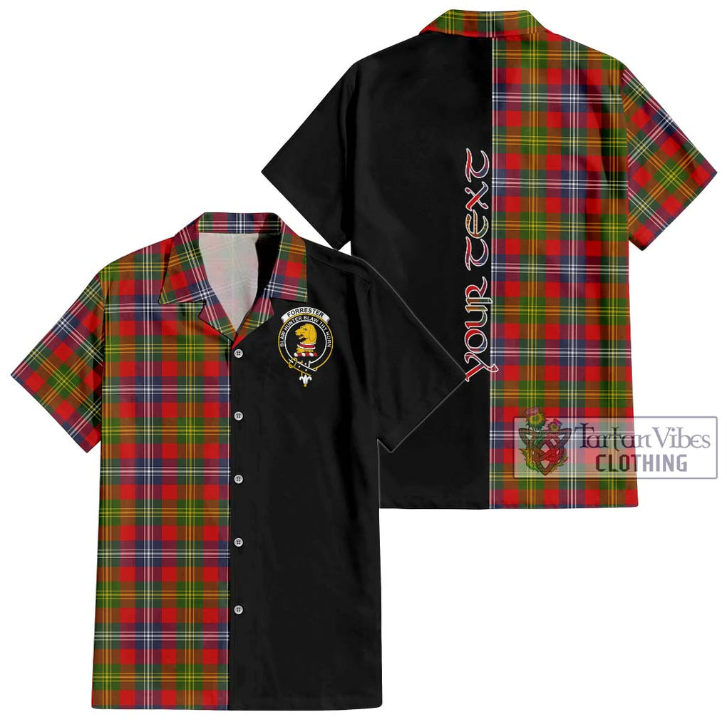 Forrester (Foster) Tartan Short Sleeve Button Shirt with Family Crest and Half Of Me Style Kid - Tartanvibesclothing Shop