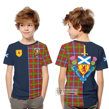 Tartan Vibes Clothing Forrester Tartan Kid T-Shirt with Scottish Lion Royal Arm Half Style