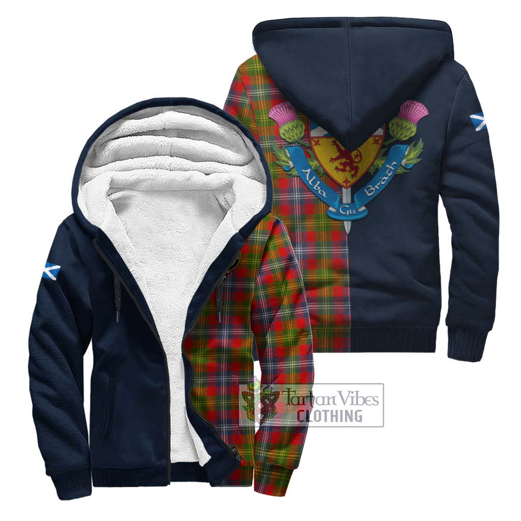 Tartan Vibes Clothing Forrester Tartan Sherpa Hoodie with Scottish Lion Royal Arm Half Style
