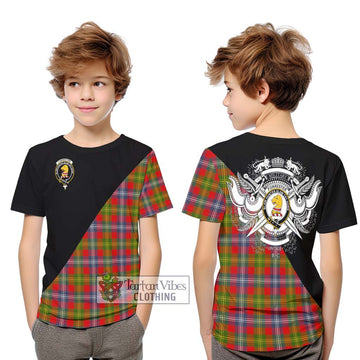 Forrester (Foster) Tartan Kid T-Shirt with Family Crest and Military Logo Style Youth XL Size14 - Tartanvibesclothing Shop