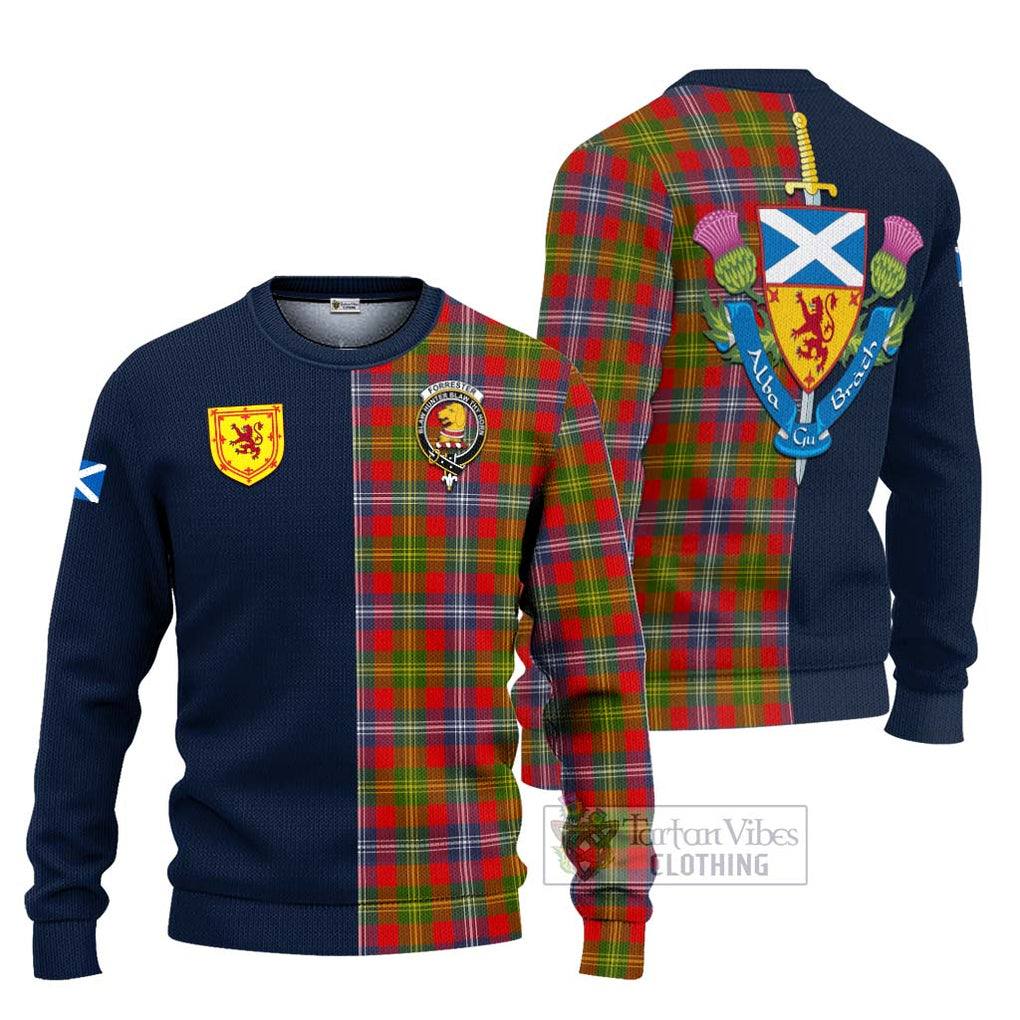 Tartan Vibes Clothing Forrester Tartan Knitted Sweater with Scottish Lion Royal Arm Half Style