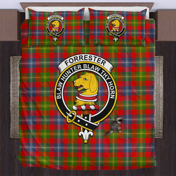 Forrester Modern Tartan Bedding Set with Family Crest