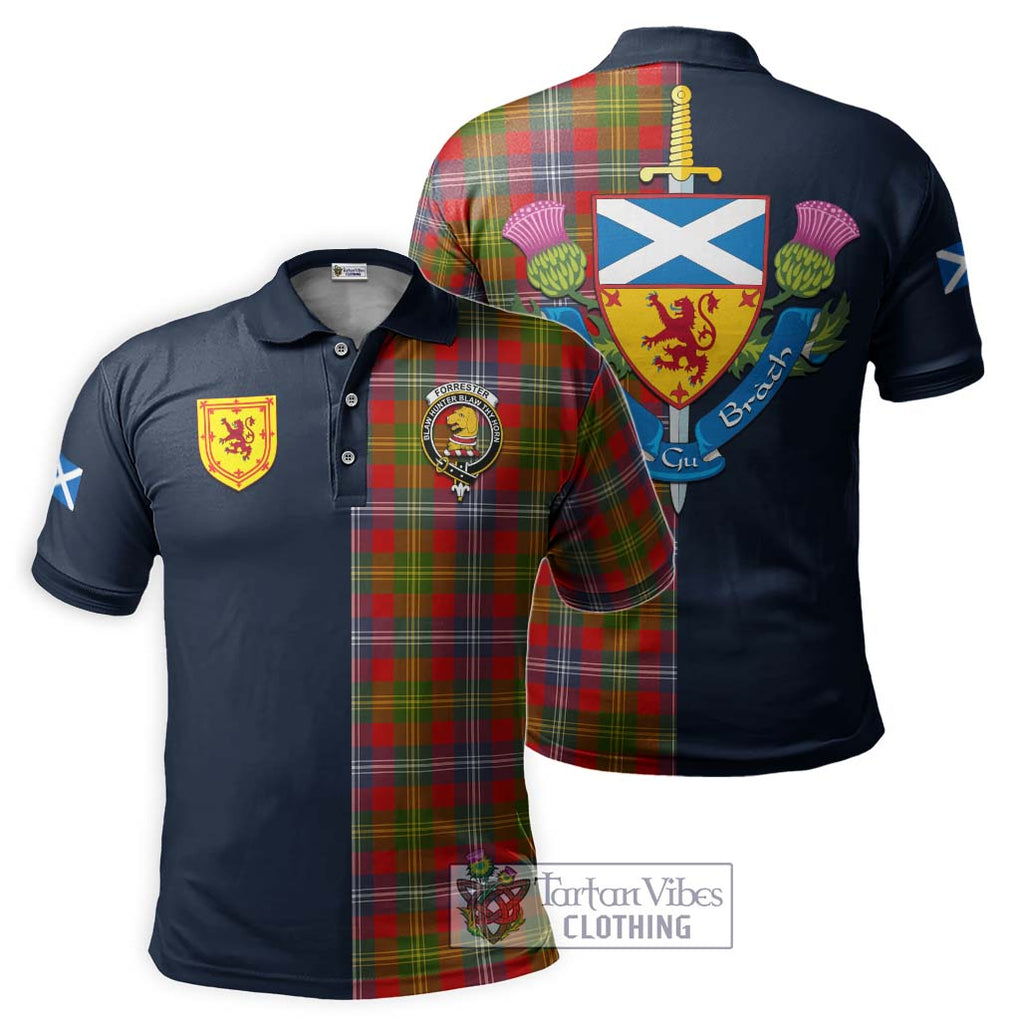 Tartan Vibes Clothing Forrester Tartan Polo Shirt with Scottish Lion Royal Arm Half Style