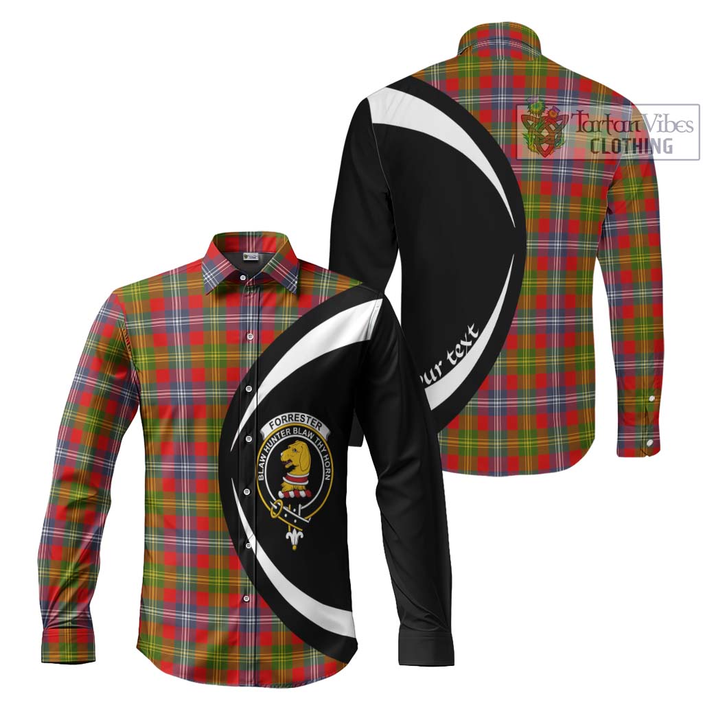 Forrester (Foster) Tartan Long Sleeve Button Up with Family Crest Circle Style Men's Shirt S - Tartan Vibes Clothing
