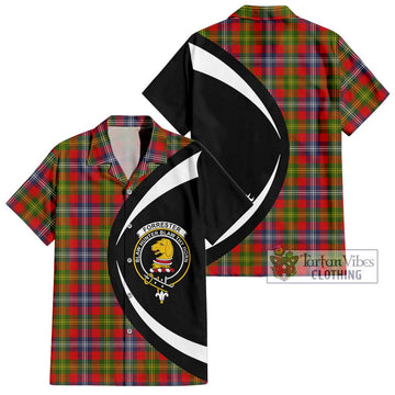 Forrester (Foster) Tartan Hawaiian Shirt with Family Crest Circle Style