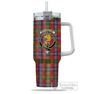 Forrester Modern Tartan and Family Crest Tumbler with Handle