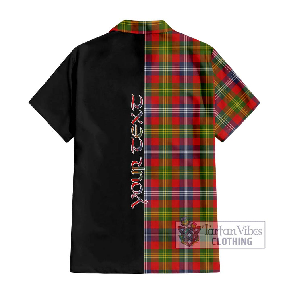 Forrester (Foster) Tartan Short Sleeve Button Shirt with Family Crest and Half Of Me Style - Tartanvibesclothing Shop