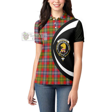 Forrester (Foster) Tartan Women's Polo Shirt with Family Crest Circle Style - Tartan Vibes Clothing