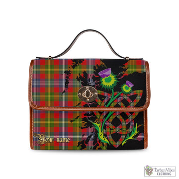 Forrester Modern Tartan Waterproof Canvas Bag with Scotland Map and Thistle Celtic Accents