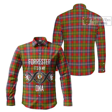Forrester (Foster) Tartan Long Sleeve Button Shirt with Family Crest DNA In Me Style Men's Shirt - Tartanvibesclothing Shop