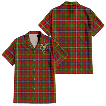 Forrester Modern Tartan Short Sleeve Button Down Shirt with Family Crest