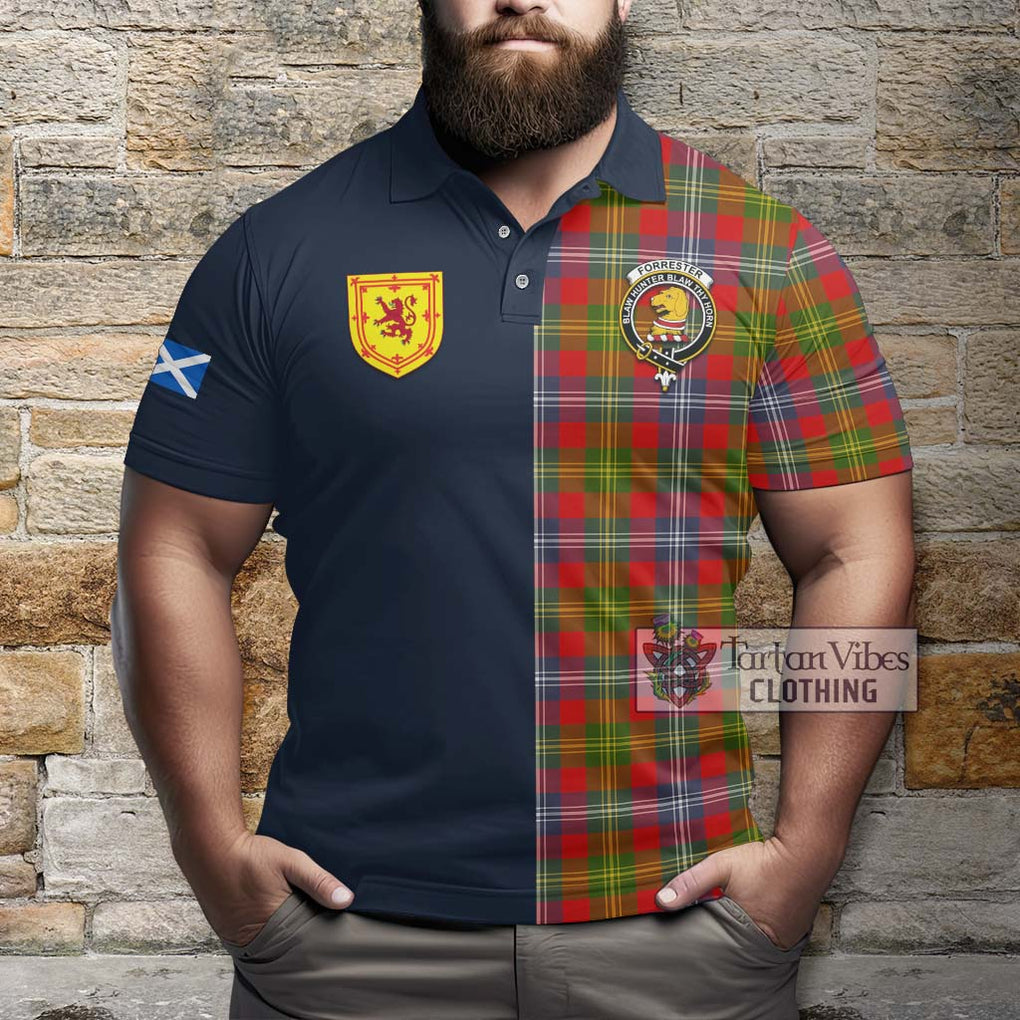 Tartan Vibes Clothing Forrester Tartan Polo Shirt with Scottish Lion Royal Arm Half Style