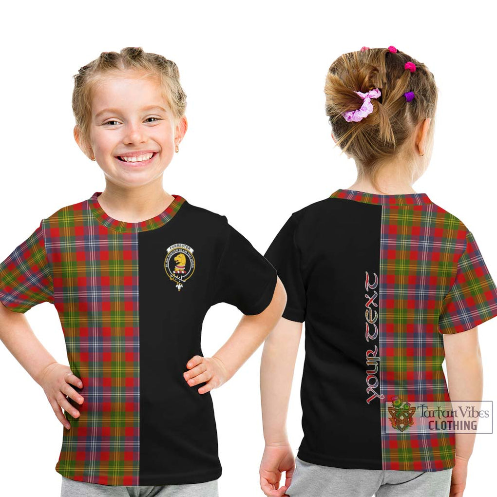 Forrester (Foster) Tartan Kid T-Shirt with Family Crest and Half Of Me Style - Tartanvibesclothing Shop