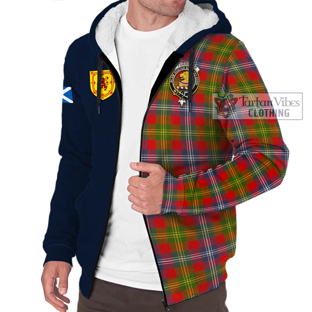 Tartan Vibes Clothing Forrester Tartan Sherpa Hoodie with Scottish Lion Royal Arm Half Style