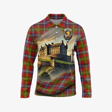 Forrester (Foster) Tartan Family Crest Long Sleeve Polo Shirt with Scottish Ancient Castle Style