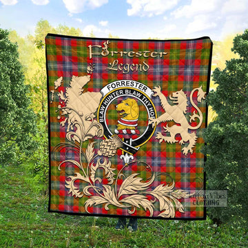 Forrester (Foster) Tartan Quilt with Family Crest and Scottish Symbol Style