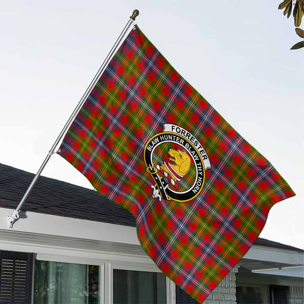 Tartan Vibes Clothing Forrester (Foster) Tartan House Flag with Family Crest