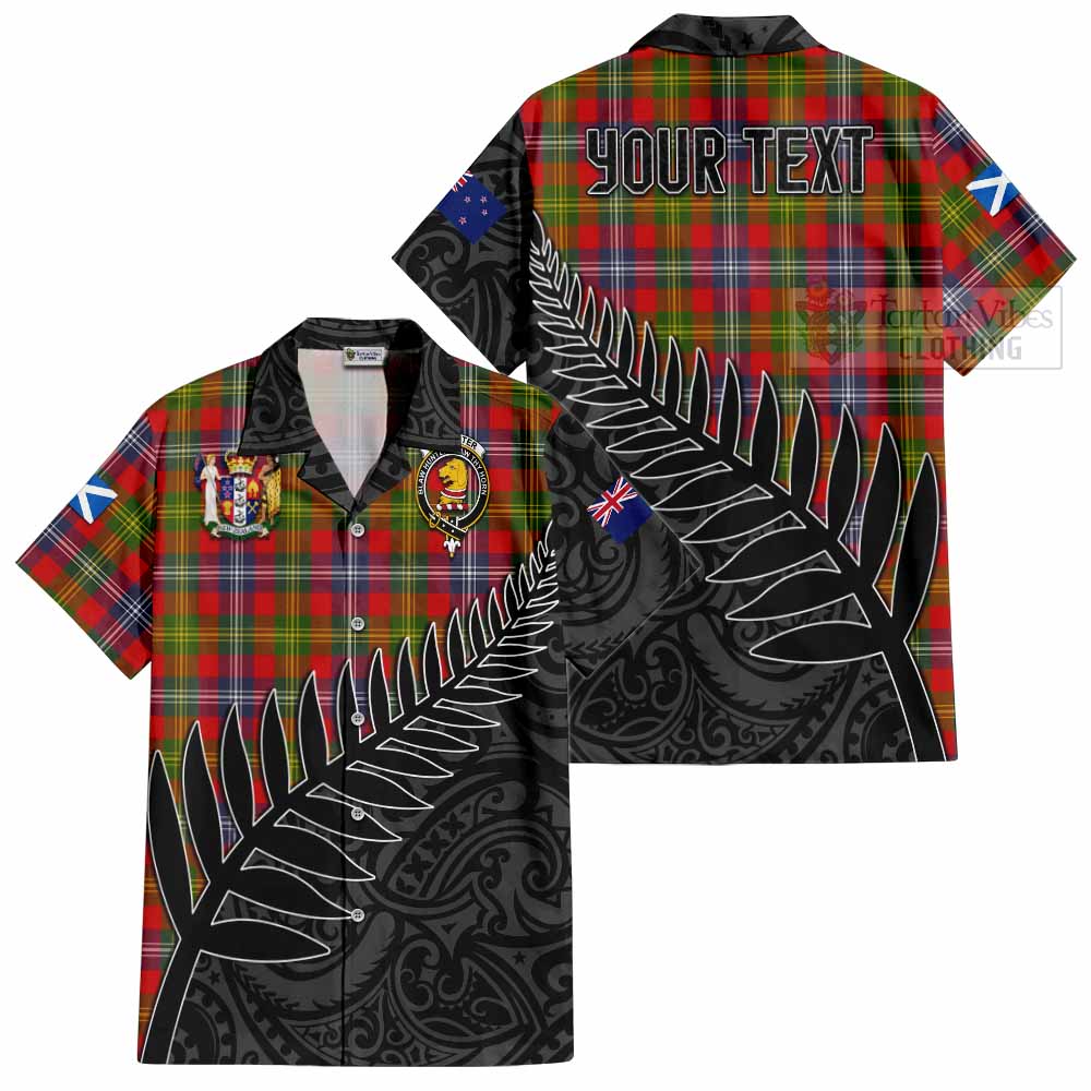 Tartan Vibes Clothing Forrester (Foster) Crest Tartan Short Sleeve Button Shirt with New Zealand Silver Fern Half Style