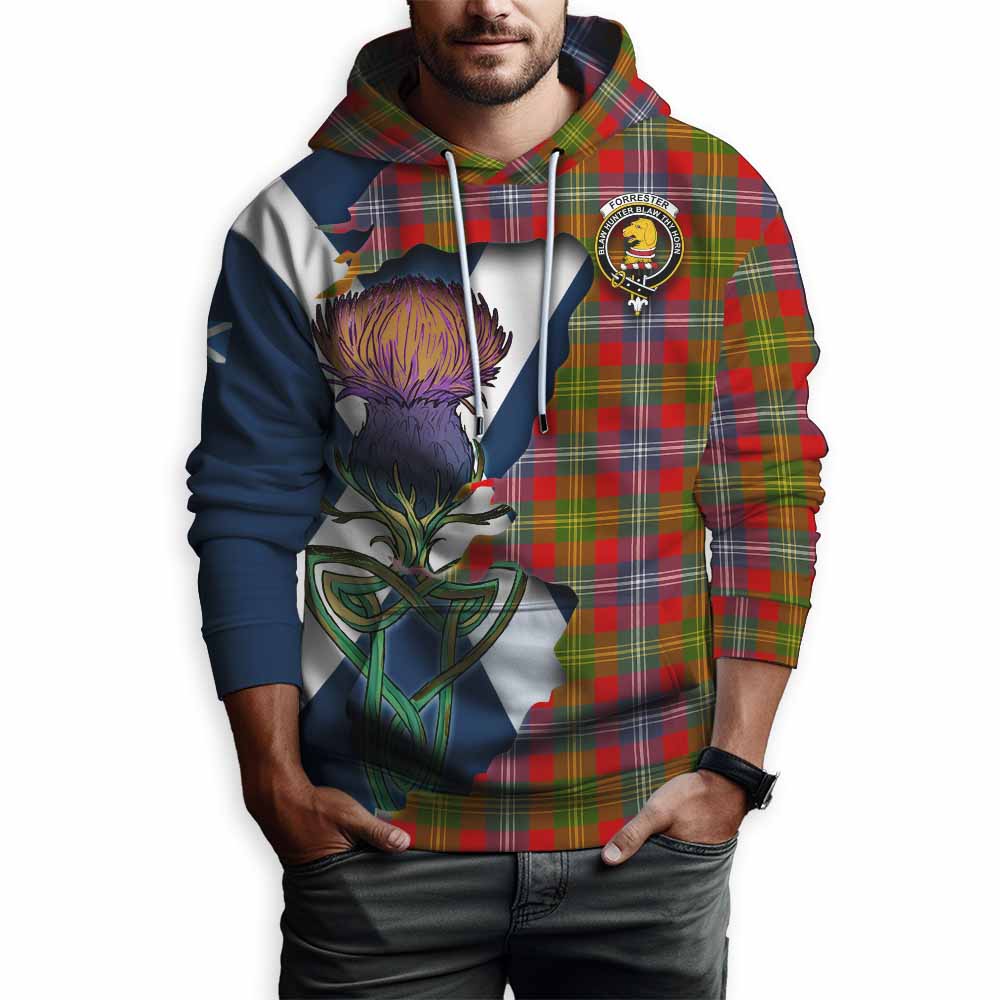 Tartan Vibes Clothing Forrester (Foster) Tartan Family Crest Hoodie Scottish Thistle Celtic Inspired