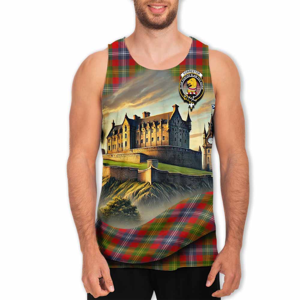 Tartan Vibes Clothing Forrester (Foster) Tartan Family Crest Men's Tank Top with Scottish Ancient Castle Style