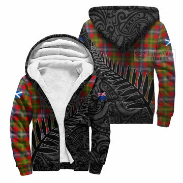 Forrester (Foster) Crest Tartan Sherpa Hoodie with New Zealand Silver Fern Half Style