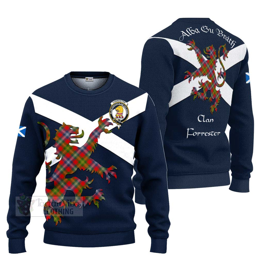 Tartan Vibes Clothing Forrester (Foster) Tartan Lion Rampant Knitted Sweater – Proudly Display Your Heritage with Alba Gu Brath and Clan Name