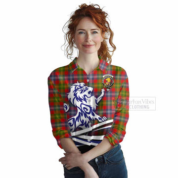 Tartan Vibes Clothing Forrester (Foster) Tartan Women's Casual Shirt with Alba Gu Brath Regal Lion Emblem