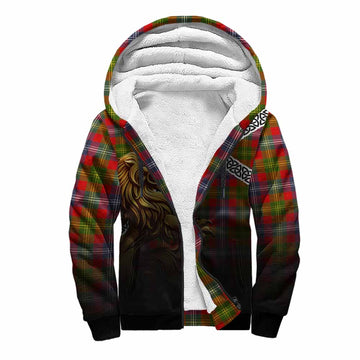 Forrester (Foster) Crest Tartan Sherpa Hoodie with Golden Lion Emblem Celtic Style