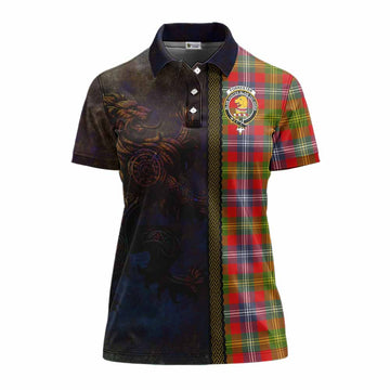 Tartan Vibes Clothing Forrester (Foster) Tartan Family Crest Women's Polo Shirt Alba Gu Brath Be Brave Lion Ancient Style