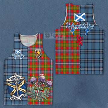 Tartan Vibes Clothing Forrester (Foster) Tartan Men's Tank Top Happy St. Andrew's Day Half Tartan Style