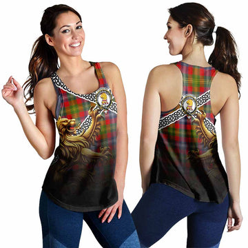 Tartan Vibes Clothing Forrester (Foster) Crest Tartan Women's Racerback Tanks with Golden Lion Emblem Celtic Style
