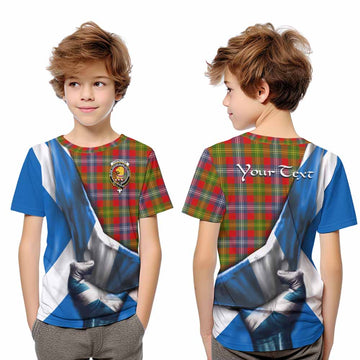 Tartan Vibes Clothing Forrester (Foster) Tartan Kid T-Shirt with Family Crest Scotland Patriotic Style