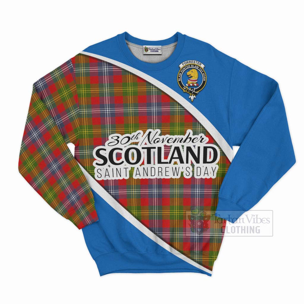 Tartan Vibes Clothing Forrester (Foster) Family Crest Tartan Sweatshirt Celebrate Saint Andrew's Day in Style